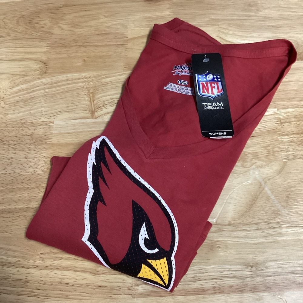 NWT Ladies Majestic Arizona Cardinals V-neck Tee Red Large